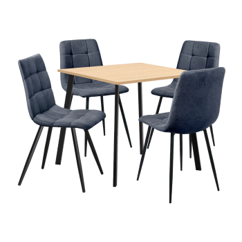 Jídelní stůl 80x80 BERGEN dub + 4 židle BERGEN šedá